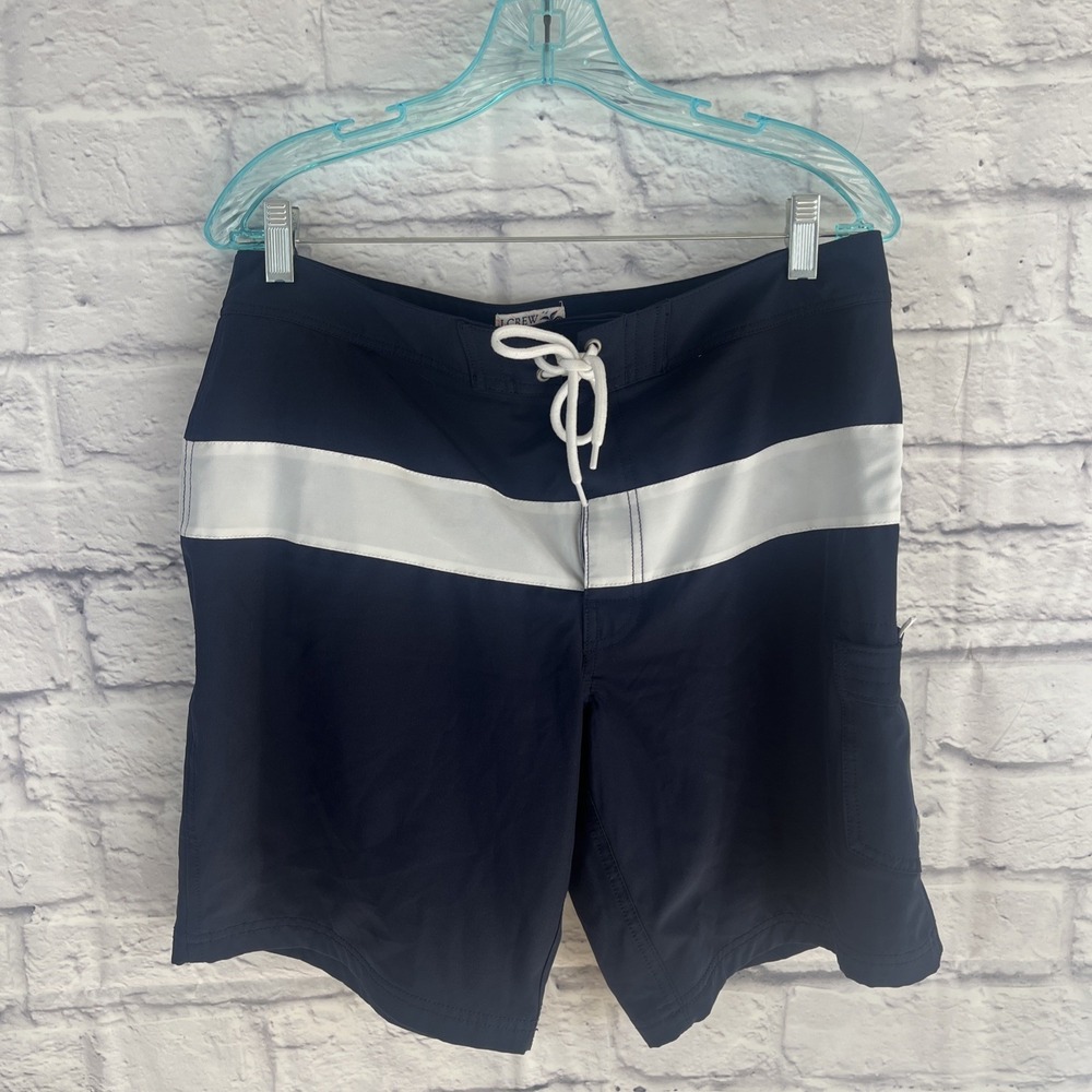J. Crew Men's Swimwear Mesh Lined Blue & White Swim Trunks Preppy Size 33